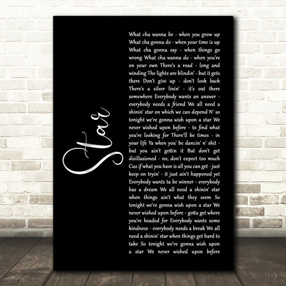 Bryan Adams Star Black Script Song Lyric Wall Art Print