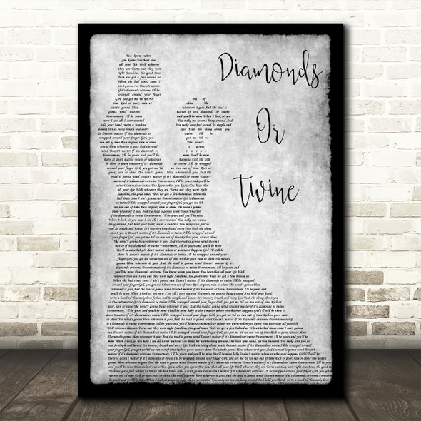 Ryan Hurd Diamonds Or Twine Grey Man Lady Dancing Song Lyric Wall Art Print