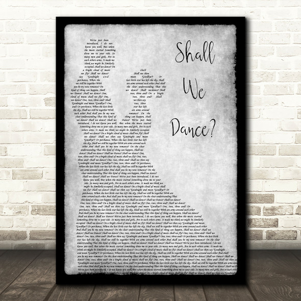 Yul Brynner Gertrude Lawrence Shall We Dance Grey Man Lady Dancing Song Lyric Wall Art Print