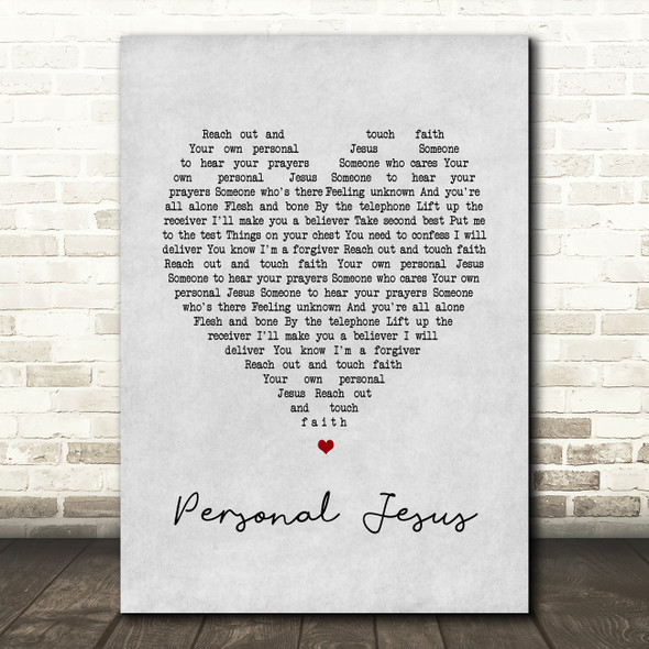 Depeche Mode Personal Jesus Grey Heart Song Lyric Wall Art Print