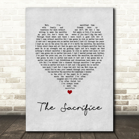 Dolly Parton The Sacrifice Grey Heart Song Lyric Wall Art Print