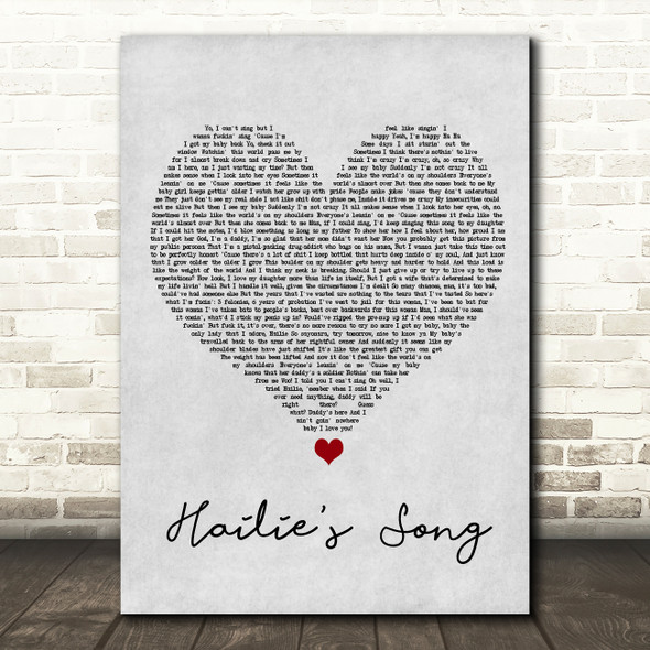 Eminem Hailie's Song Grey Heart Song Lyric Wall Art Print