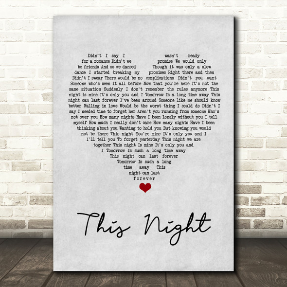 Billy Joel This Night Grey Heart Song Lyric Wall Art Print