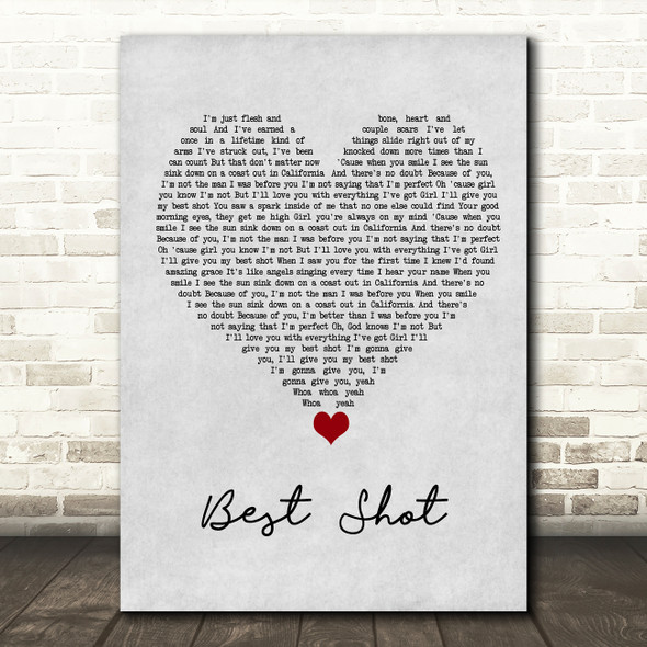 Jimmie Allen Best Shot Grey Heart Song Lyric Wall Art Print