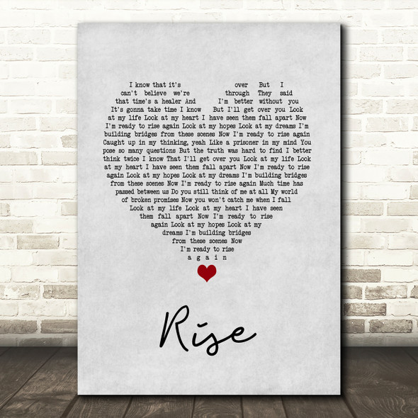 Gabrielle Rise Grey Heart Song Lyric Wall Art Print