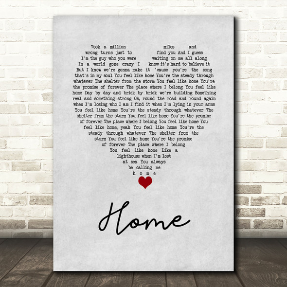 Lady Antebellum Home Grey Heart Song Lyric Wall Art Print