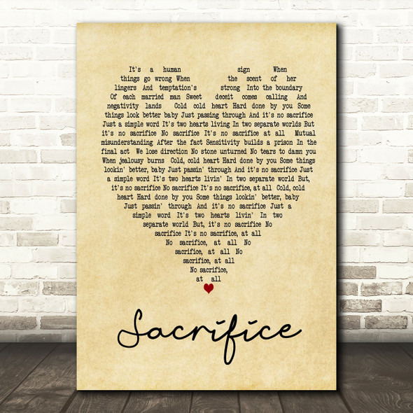 Sacrifice Elton John Song Lyric Vintage Script Quote Print 