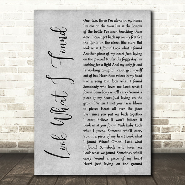 Lady Gaga Look What I Found Grey Rustic Script Song Lyric Wall Art Print