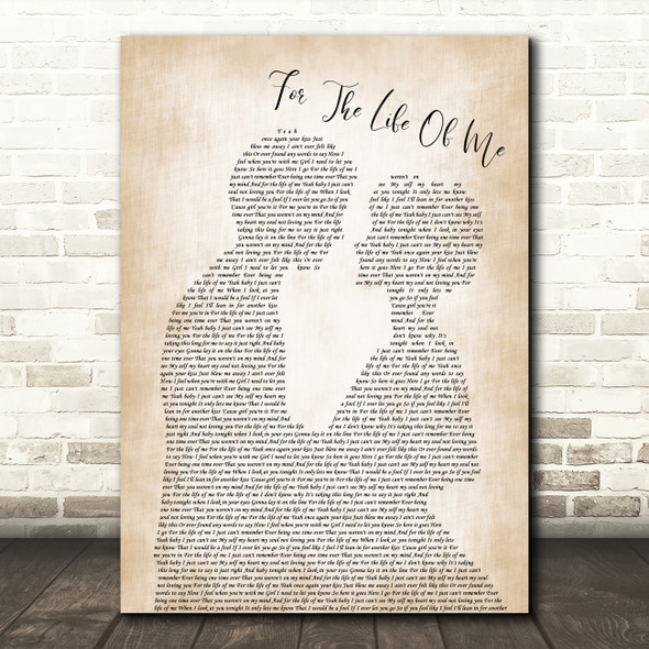 Trent Tomlinson For The Life Of Me Man Lady Bride Groom Wedding Song Lyric Wall Art Print