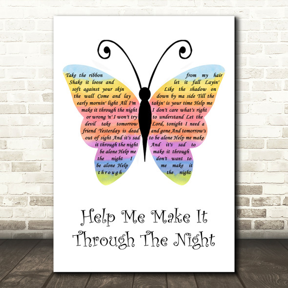 Gladys Knight Help Me Make It Through The Night Rainbow Butterfly Song Lyric Wall Art Print