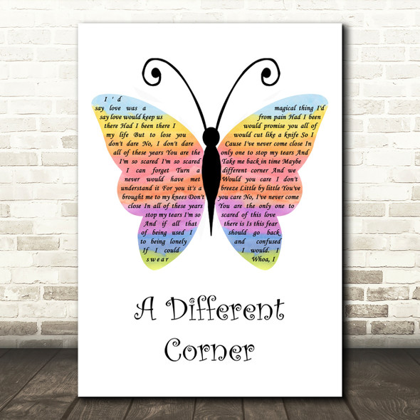 George Michael A Different Corner Rainbow Butterfly Song Lyric Wall Art Print