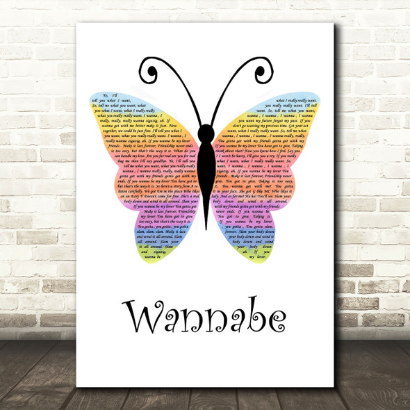 Spice Girls Wannabe Rainbow Butterfly Song Lyric Wall Art Print