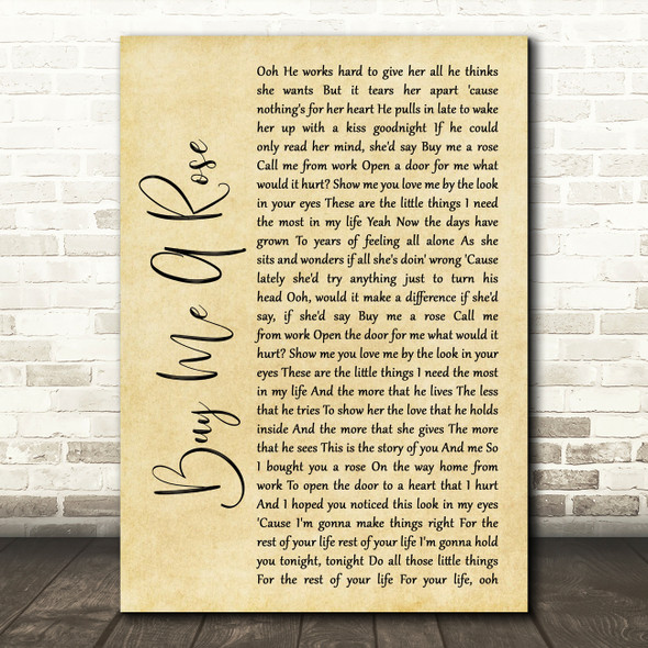 Luther Vandross Buy Me A Rose Rustic Script Song Lyric Wall Art Print