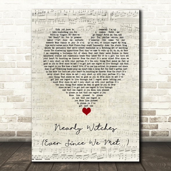 Panic! At The Disco Nearly Witches (Ever Since We Met...) Script Heart Song Lyric Wall Art Print