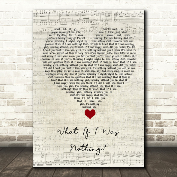 All That Remains What If I Was Nothing Script Heart Song Lyric Wall Art Print