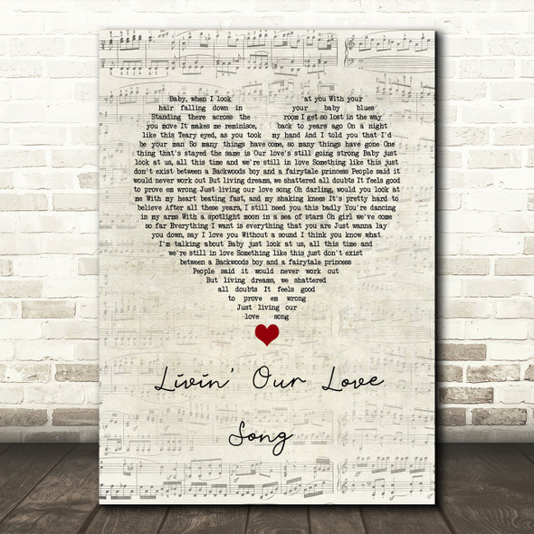 Jason Michael Carroll Livin' Our Love Song Script Heart Song Lyric Wall Art Print