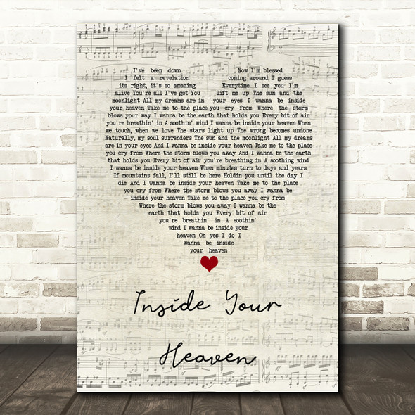Carrie Underwood Inside Your Heaven Script Heart Song Lyric Wall Art Print