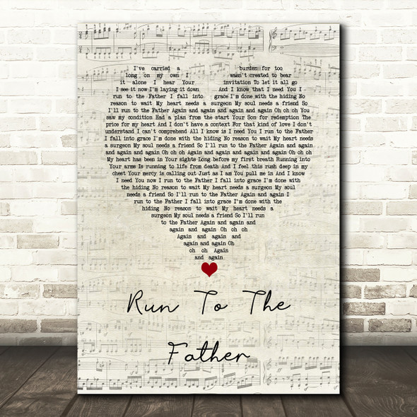 Cody Carnes Run To The Father Script Heart Song Lyric Wall Art Print