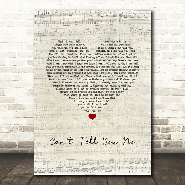 Muscadine Bloodline Can't Tell You No Script Heart Song Lyric Wall Art Print