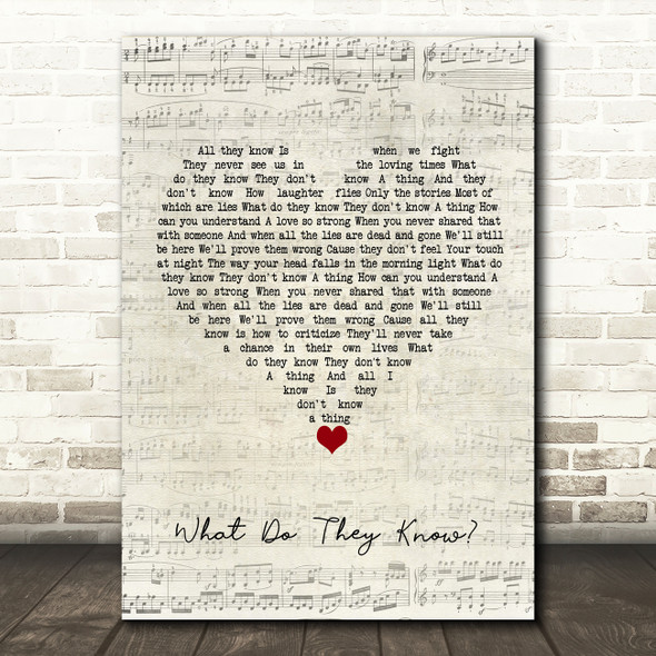 Westlife What Do They Know Script Heart Song Lyric Wall Art Print