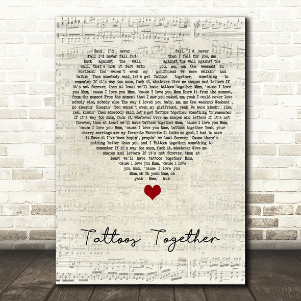 Lauv Tattoos Together Script Heart Song Lyric Wall Art Print