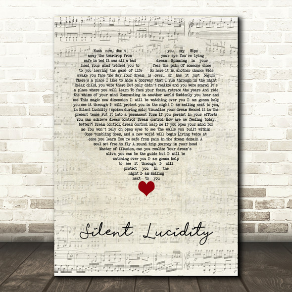 Queensryche Silent Lucidity Script Heart Song Lyric Wall Art Print