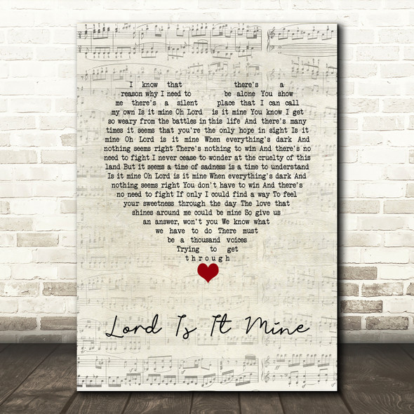 Supertramp Lord Is It Mine Script Heart Song Lyric Wall Art Print