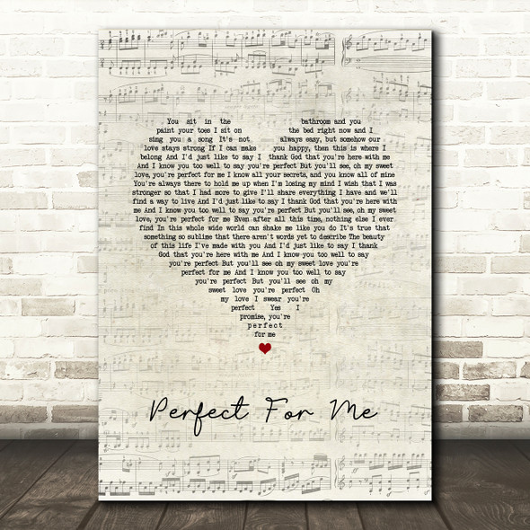 Ron Pope Perfect For Me Script Heart Song Lyric Wall Art Print