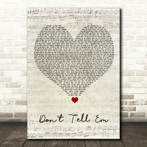 Jeremih Don't Tell Em Script Heart Song Lyric Wall Art Print