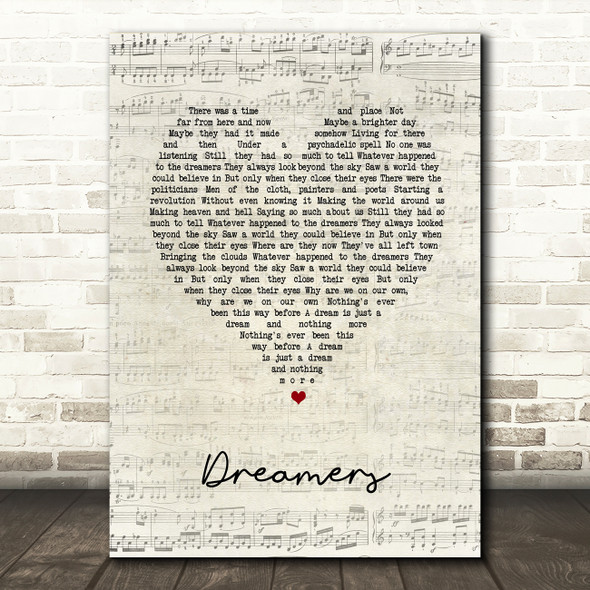 Jack Savoretti Dreamers Script Heart Song Lyric Wall Art Print