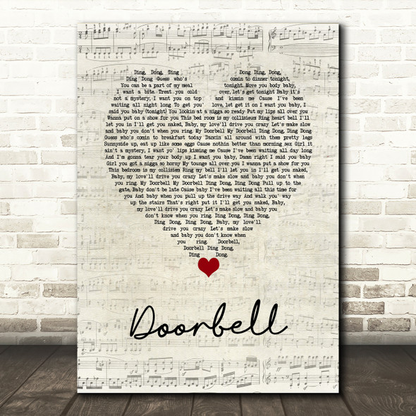 Trey Songz Doorbell Script Heart Song Lyric Wall Art Print