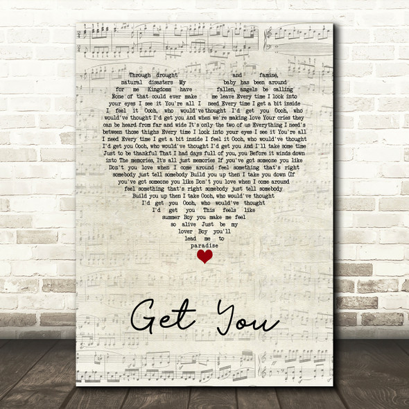 Daniel Caesar Get You Script Heart Song Lyric Wall Art Print