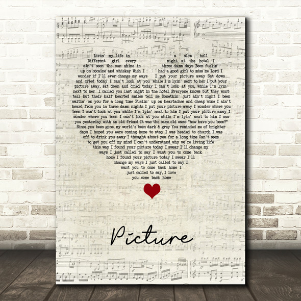 Kid Rock Picture Script Heart Song Lyric Wall Art Print