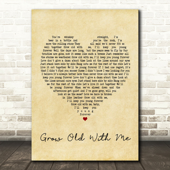 Sunny Sweeney Grow Old With Me Vintage Heart Song Lyric Quote Print