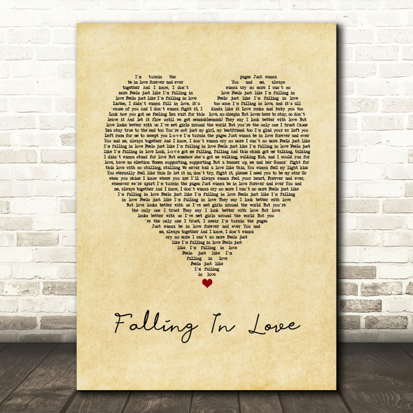 Jessica Lowndes Falling In Love Vintage Heart Song Lyric Wall Art Print