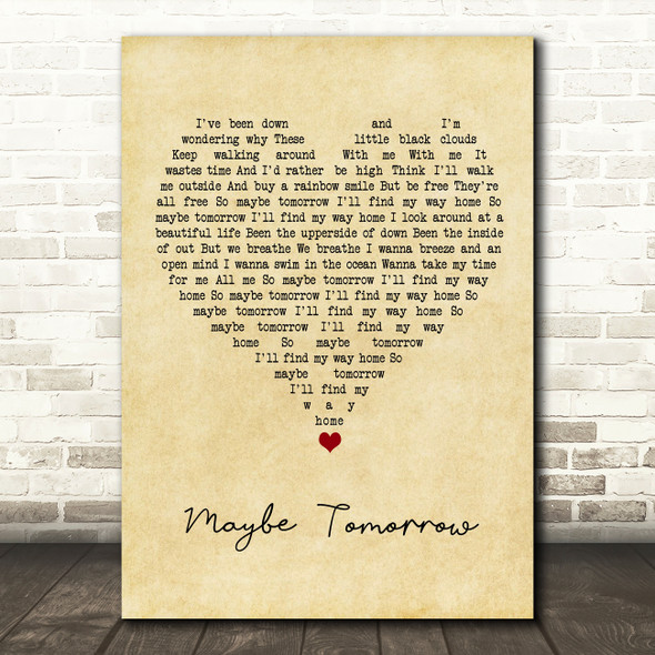 Stereophonics Maybe Tomorrow Vintage Heart Song Lyric Wall Art Print