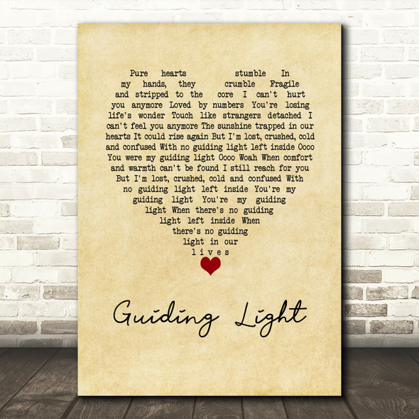 Muse Guiding Light Vintage Heart Song Lyric Wall Art Print