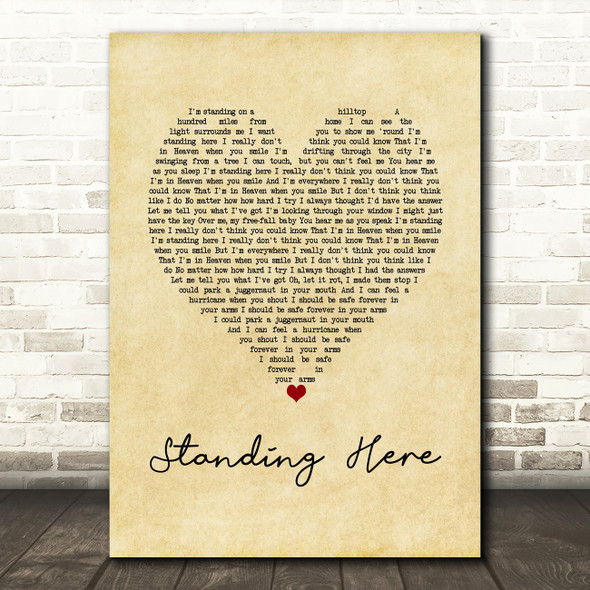 The Stone Roses Standing Here Vintage Heart Song Lyric Wall Art Print