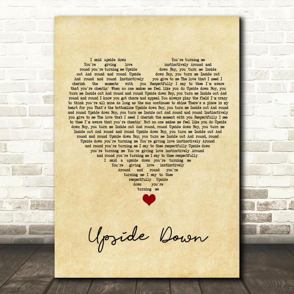 Diana Ross Upside Down Vintage Heart Song Lyric Wall Art Print