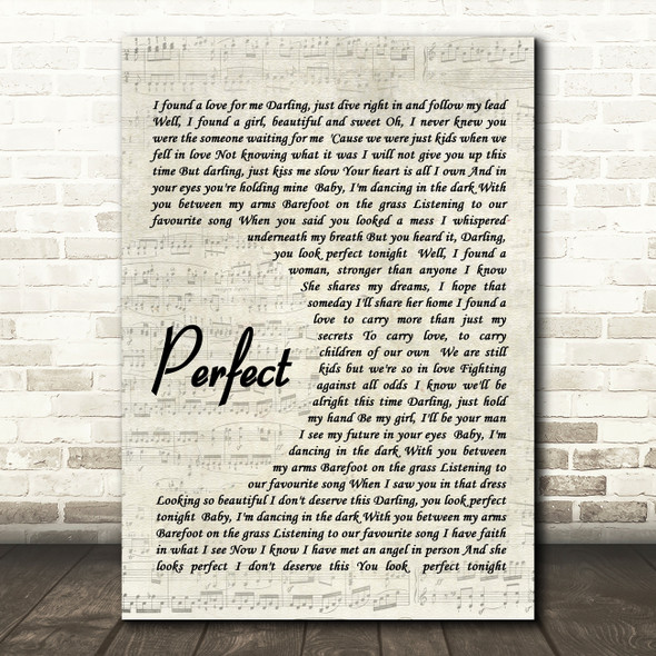Ed Sheeran Perfect Quote Song Lyric Print