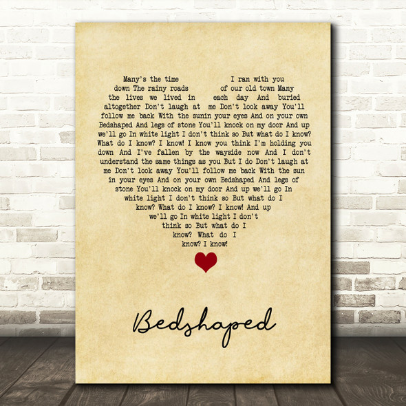 Keane Bedshaped Vintage Heart Song Lyric Wall Art Print