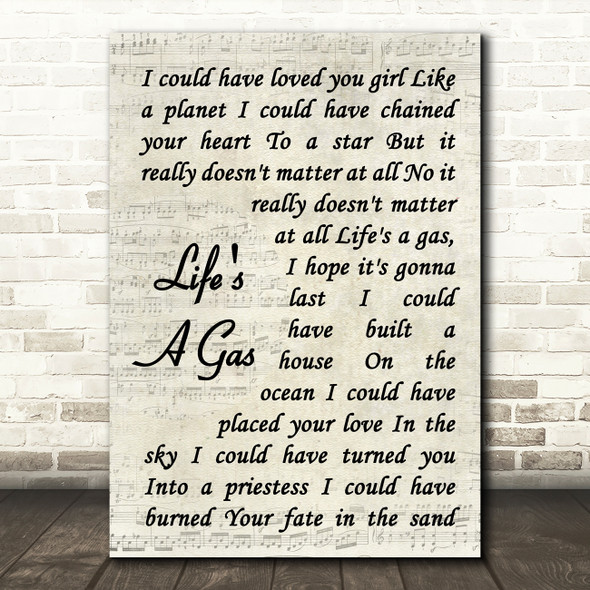 T. Rex Life's A Gas Vintage Script Song Lyric Wall Art Print