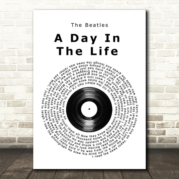 The Beatles A Day In The Life Vinyl Record Song Lyric Wall Art Print