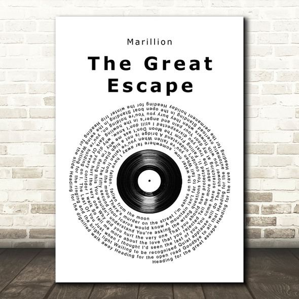 Marillion The Great Escape Vinyl Record Song Lyric Wall Art Print