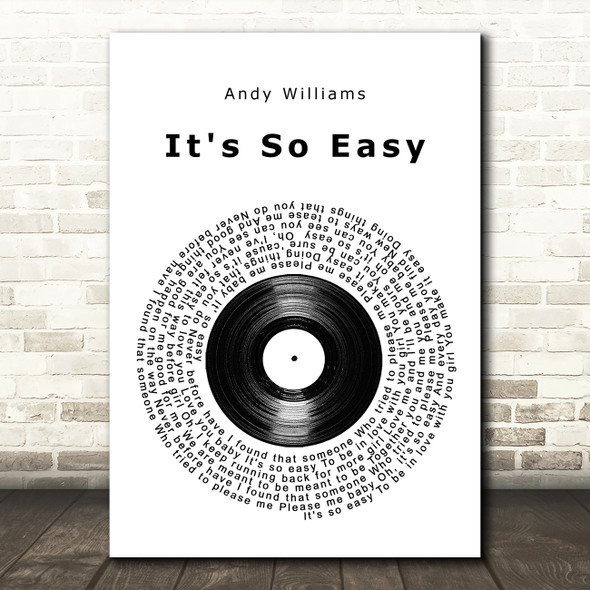 Andy Williams It's So Easy Vinyl Record Song Lyric Wall Art Print