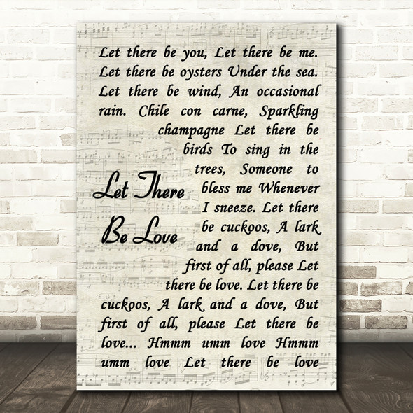 Let There Be Love Nat King Cole Song Lyric Vintage Script Quote Print