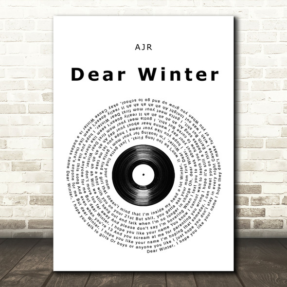 AJR Dear Winter Vinyl Record Song Lyric Wall Art Print