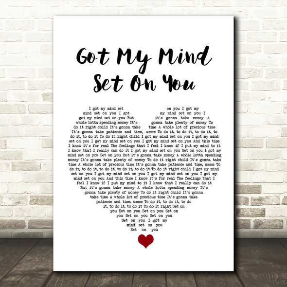 George Harrison Got My Mind Set On You White Heart Song Lyric Wall Art Print