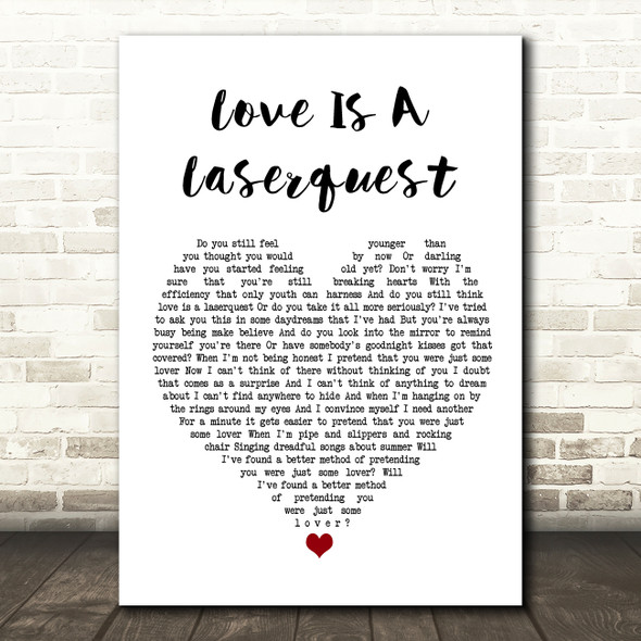 Arctic Monkeys Love Is A Laserquest White Heart Song Lyric Wall Art Print