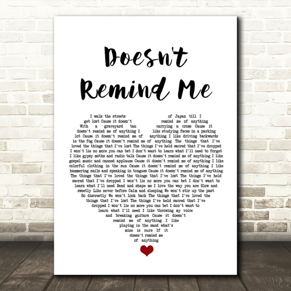 Audioslave Doesn't Remind Me White Heart Song Lyric Wall Art Print